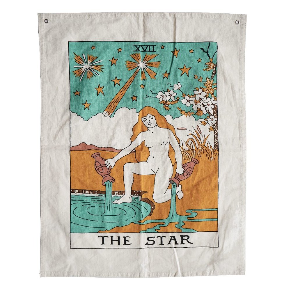 Retro Astrology The Star Wall Hanging Tea Towel